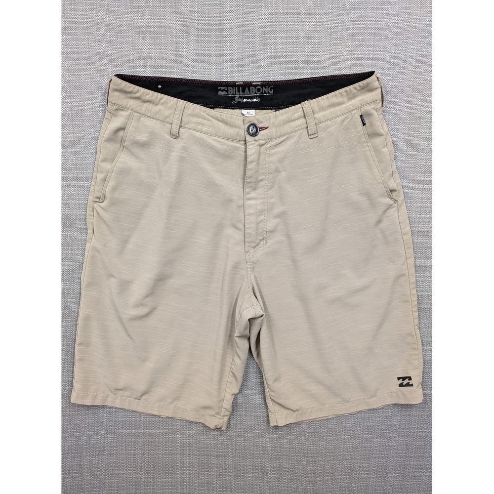 Billabong Submersibles Shorts Mens 31 Beige Microfiber Chino 10 Inseam Stretch
